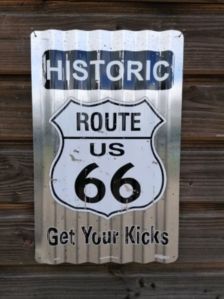 Plaque métal ondulée <BR>"HISTORIC ROUTE US 66"